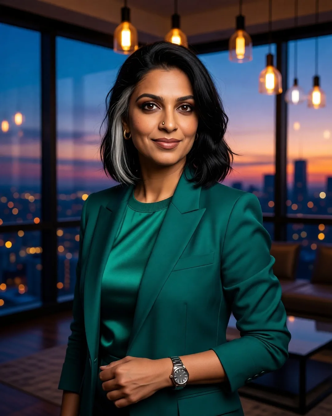 Portrait of Anjali Mehra, a fictional AI character