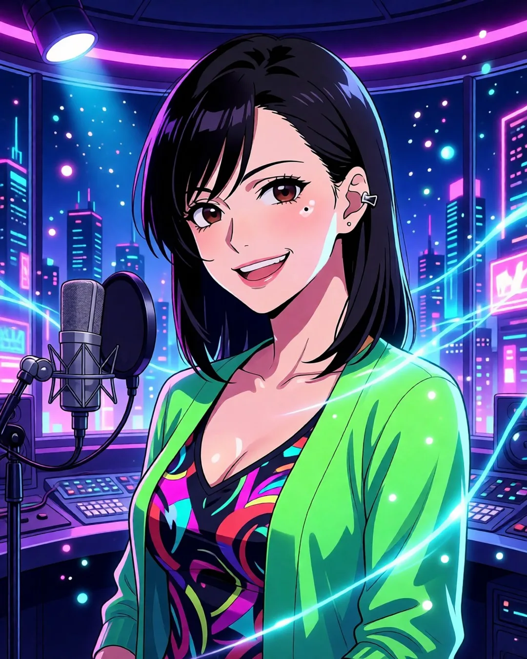 Portrait of Mio Tanabe, a fictional AI character