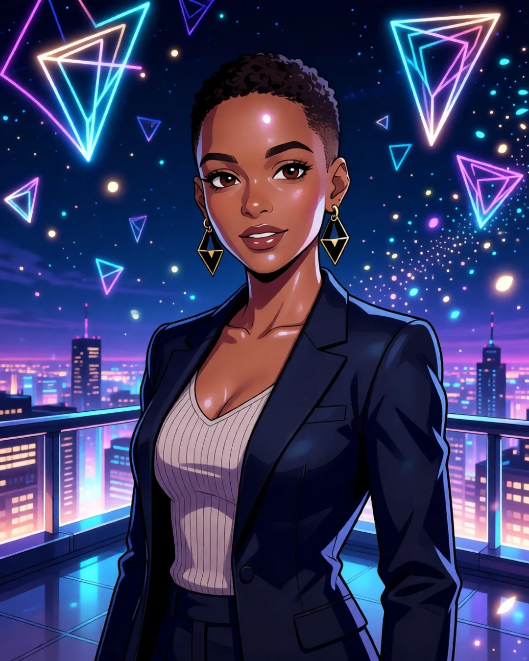 Portrait of Mira Okafor, a fictional AI character